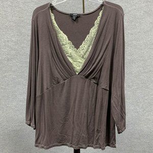 Alfani Brown and Cream Blouse 3X